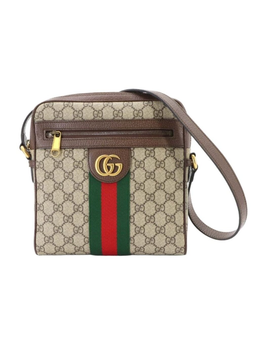 Gucci Ophidia Small Messenger Shoulder Bag GG Supreme Leather Beige Brown